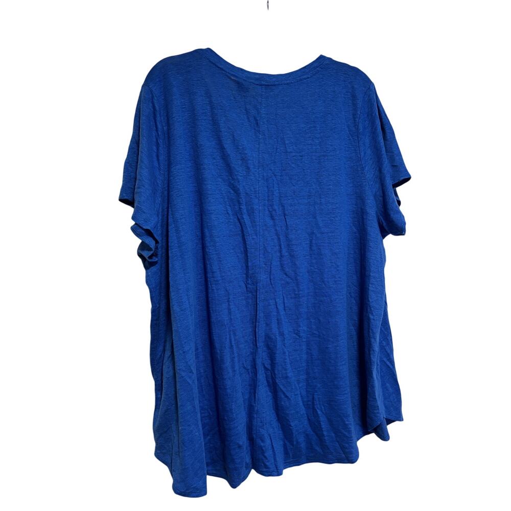 Tahari Blue V-Neck Linen Top 2X Plus Size - Picture 7 of 7
